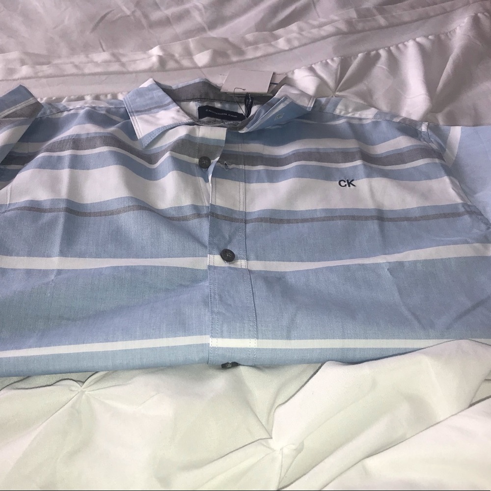 Blue and white striped Calvin Klein